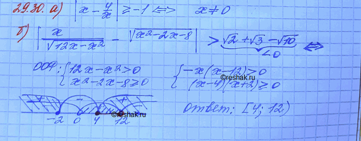 ����������� ������ �����������:29.30 �)|x-4/x| ������ ��� ����� -1;�)|x/������ 12x-x2 - ������ x2-2x-8|> ������ 2 + ������ 3 - ������...