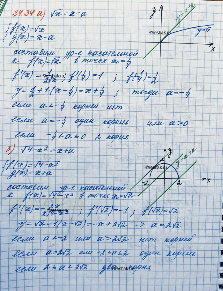 ����������� 34.34. ������� ������ ��� ��������� ��������� � ����� ���������:a)	������ x = � - �;�) ������ 4 - �2 = � +...