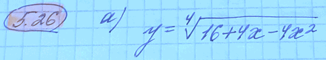 Изображение 5.26. Найдите, если это возможно, наименьшее и (или) наибольшее целое число, принадлежащее области значений функции:а)	у	=	корень 4 степени ...