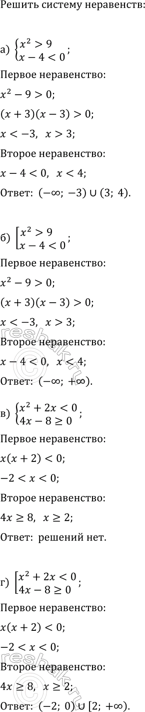 ����������� ������ ������� ��� ������������ ����������:�) {x^2>9, x-49,...