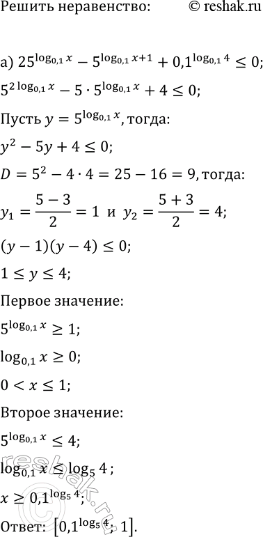 ����������� ������ �����������:�) 25^log_0,1(x)-5^log_0,1(x+1)+0,1^log_0,1(4)?0;�)...
