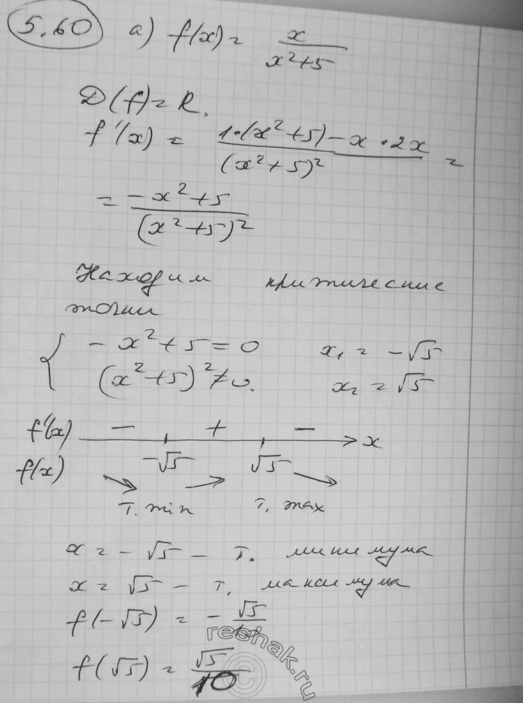  5.60*     :) f(x) = x/(x2+5);) f(x) = -4x/(x2+1).    f(x)     ...