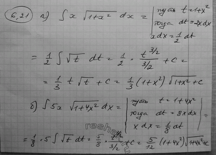  6.21 )  x  (1+x2)dx; )  5x  (1+4x2)dx;)  x  41+x2)dx;)  x  (9+x2)dx....