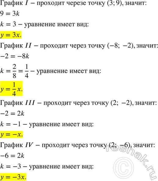 Изображение Для каждого графика прямой пропорциональности, изображённого на рисунке 26, напишите соответствующую...