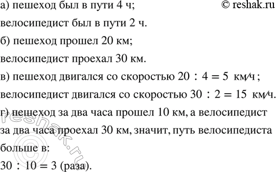 Изображение На рисунке 27 построены графики движения пешехода (отрезок ОВ) и велосипедиста (отрезок ОА). С...