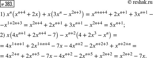  383.  :1) n(^(n+4) + 2) + (3xn - ^(2n+3));2) (4^(n+1) + 2^(n+4) - 7) - ^(n+2)(4 + 23 - n),  n  ...