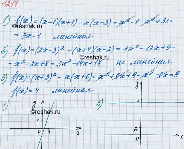  1214.    :1) f(x) = ( - 1)( + 1) - ( - 3);2) f(x) = (2-3)2 -( + 4)(-2);3) f () = ( + )2 - ( + 6)?  ...