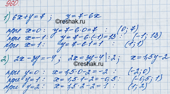  960.  -   :1) 6 +  = 7;	2) 2 - 3 =...