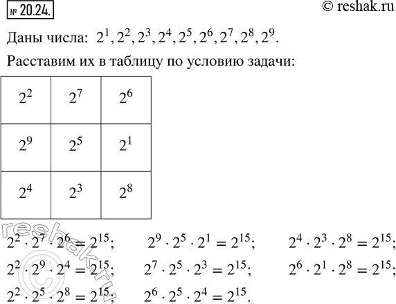  20.24.   2^1, 2^2, 2^3, ..., 2^9     3X3 ,   ,    ,      ...