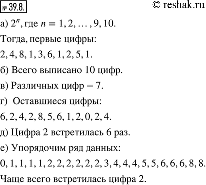  39.8. )     2^n, n = 1, 2, ..., 9, 10.)    ?)     ?)   ,...
