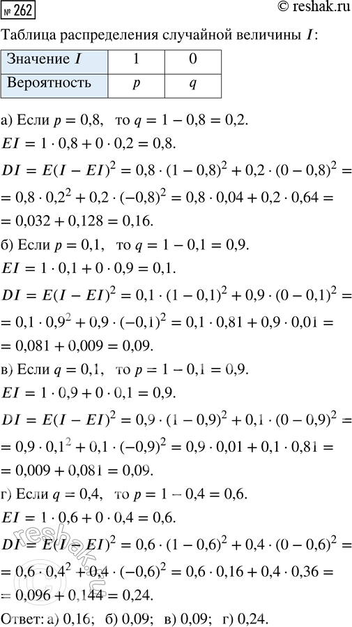  262.    I          q.   DI, )  = 0,8;     )  = 0,1;     ) q = 0,1;     )...