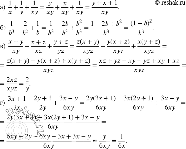  53.  ;      3  .)  1/x+1/y+1/xy; )  1/b^3 -2/b^2 +1/b; )  (x+y)/xy-(x+z)/xz+(y+z)/yz; ) ...