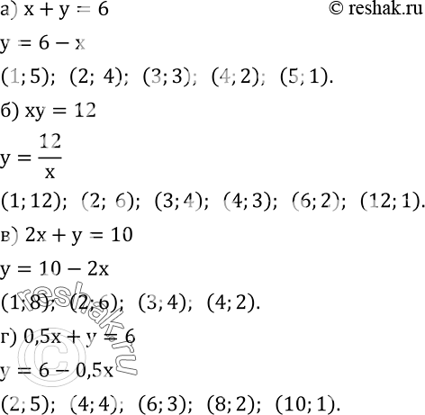  577.     ,   :) x+y=6; ) xy=12; ) 2x+y=10; ) 0,5x+y=6....