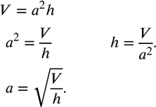 ����������� ����� V �������������� ���������������, � ��������� �������� ������� (���.2.2), ����������� �� ������� V=a^2h. �������� �� ���� ������� ������� ��������� a � ������...