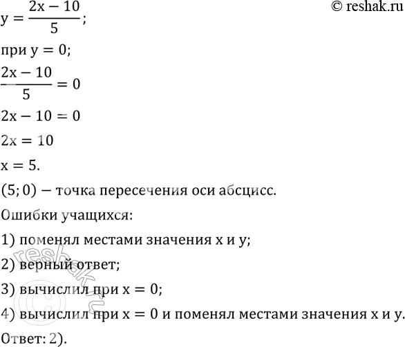 ����������� ������� ��� ������� ����� ���������� �����, � ������� ������ ������� y=(2x-10)/5 ���������� ��� �������. � ������ ���� �������� ������ ������ ������:1) (0;5);    2)...