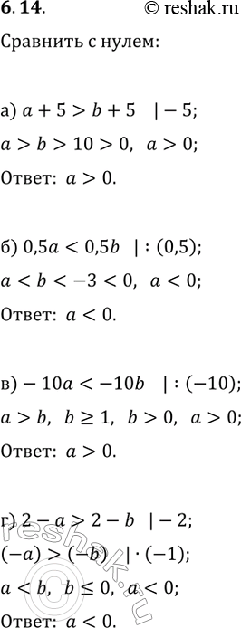 ����������� ������������� ��� ������������� �������� ����� a, ����:�) a+5>b+5 � b>10;   �)...
