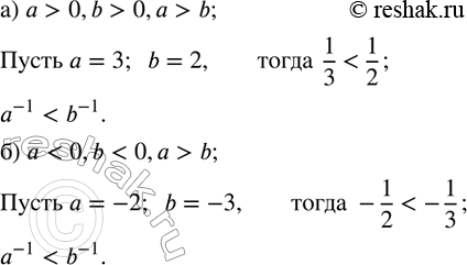 ����������� �������� ����� a^(-1) � b^(-1), ���� ��������, ���:�) a>0,b>0,a>b; �)...