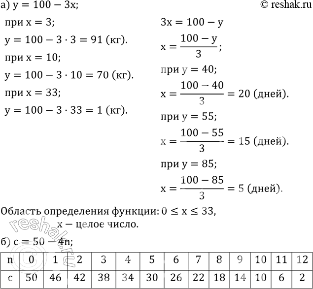 ����������� �) ������� 100 �� ����. ��������� ����������� 3 �� ����. ����� x ���� �������� y �� ����. ������� �������� ����������� y �� x. ������� �������� ������� y ��� ��������...