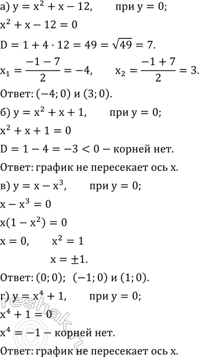 ����������� ���������� �� ������ ������� ��� x, � ���� ����������, �� � ����� ������:�) y=x^2+x-12; �) y=x^2+x+1; �) y=x-x^3; �) y=x^4+1....