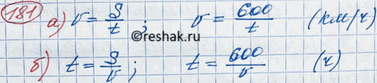 Изображение Двигаясь со скоростью v км/ч, поезд проходит расстояние между городами А и В, равное 600 км, за t ч. Запишите формулу, выражающую зависимость: a) v от t; б) t от...