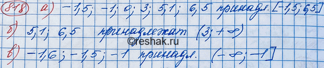 Изображение Какие из чисел -1,6; -1,5; -1; 0; 3; 5,1; 6,5 принадлежат промежутку:  а) [-1,5; 6,5]; б) (3; +бесконечность); в) (-бесконечность;...