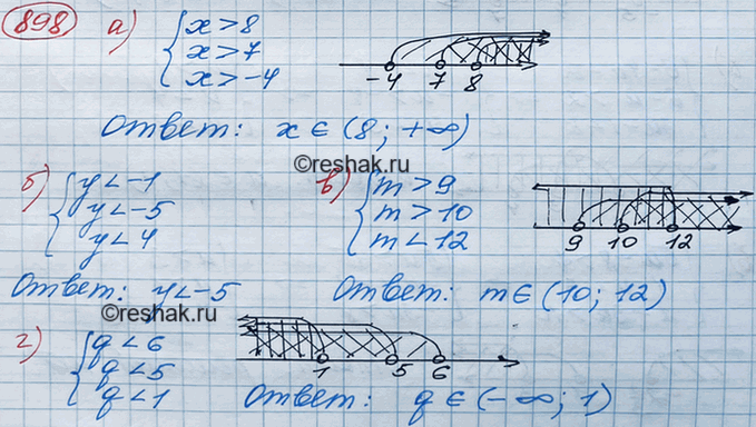 ����������� ������ ������� ����������:�) �������x>8,x>7,x>-4;�)...