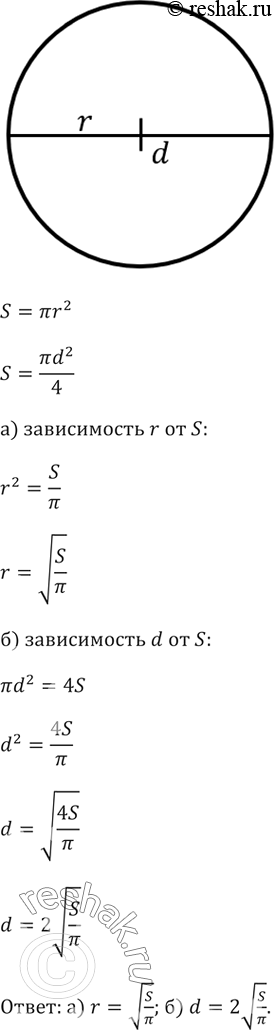 Изображение Площадь круга может быть вычислена по формуле S = пиr2, где r— радиус круга, или по формуле S =...