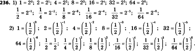  236.   1, 2, 4, 8, 16, 32, 64, 1/2, 1/4, 1/8, 1/16, 1/32, 1/64     : 1) 2; 2)...