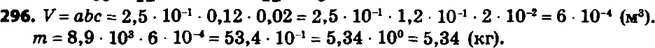 ����������� 296. ��������� ���� ����� 8,9*10^3 ��/�3. ������� ����� ������ ������, ����� ������� 2,5*10^-1 �, ������ � 12 ��, � ������ � 0,02...