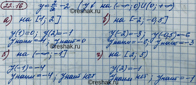 ����������� 20.16. ������� ���������� � ���������� �������� ������� �=- 2/� -2:�) �� ������� [1; 2];	�) �� ���� (-�������������; -1];	�) �� ������� [-2; -0,5];�) ��...