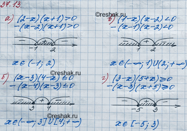 ����������� 34.7. �) (2 - �)(� + 1) > 0;�) (� - 3)(4 - �)...