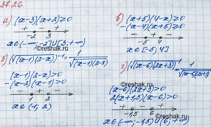 ����������� 34.26. �) ������ ((x-3)(x+2));	�) (������ ((x-1)(2-x))^-1;	�) ������ ((�+5)(4-x));�) (������...