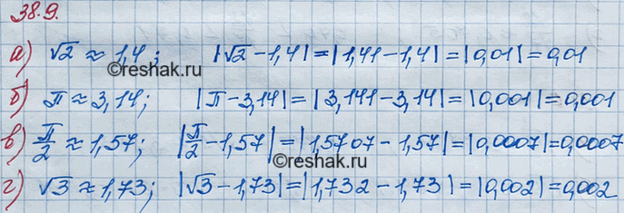 ����������� 35.9. ������� ����������� ������������� ���������:a) ������ 2 = 1,4; �) �� = 3,14; �) ��/2 = 1,57; �) ������ 3 =...