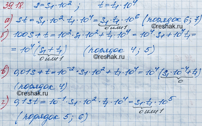 ����������� 36.18. ��������, ��� ������� ����� s ����� 2, � ������� ����� t ����� 4. ����� ����� ���� ������� �����:a) st;	�) 100s + t; �) 0,01s + t; �)...