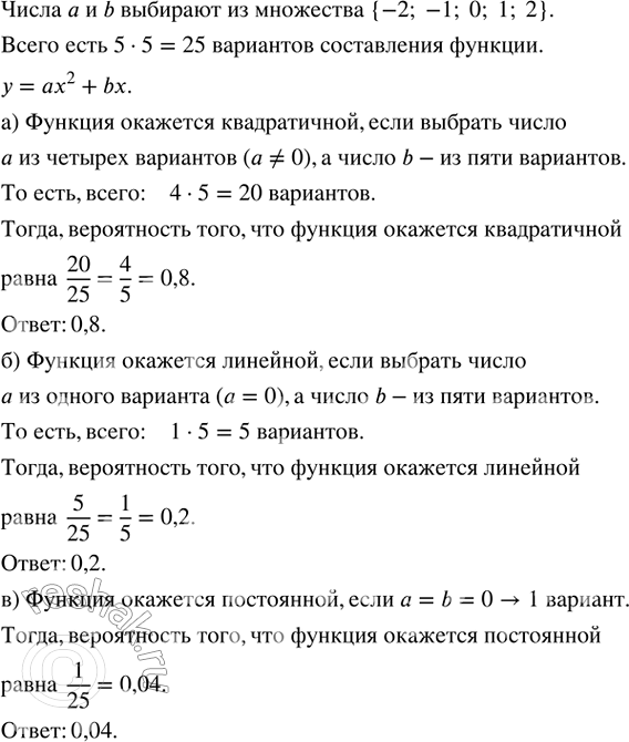 Изображение Числа а, b произвольно выбирают из множества {—2, —1, 0, 1, 2} и составляют функцию у = ах^2 + bх....