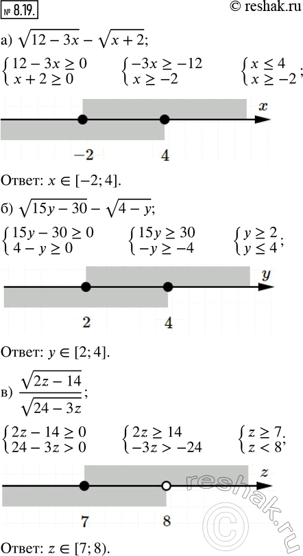  8.19.    ,    :) v(12 - 3x) - v(x + 2);       ) v(15 - 3x) - v(x + 4);) v(15y - 30) - v(4 - y);    ...