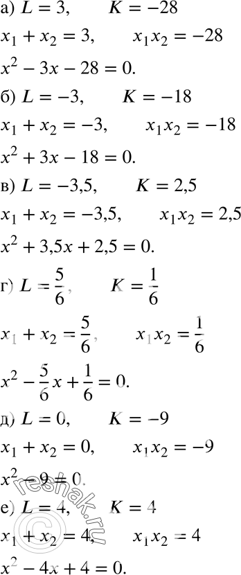  265.    ,    L   K  :a) L = 3, K = -28;	) L = -3,  = -18;) L = -3,5,  = 2,5;	)...
