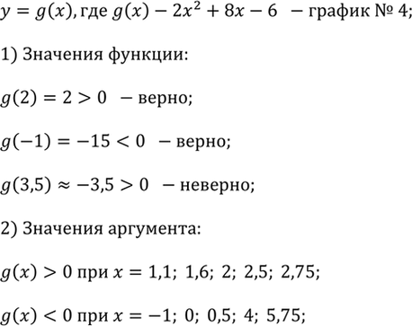 ����������� ������� �� ������� 2.2 ������ ������� � = g(�), ��� g(�) = -2�^2 + 8� - 6.1) ����� ��, ��� g(2) > 0, g(-l) < 0, g(3,5) > 0?2) ������� ��������� �������� �, ���...