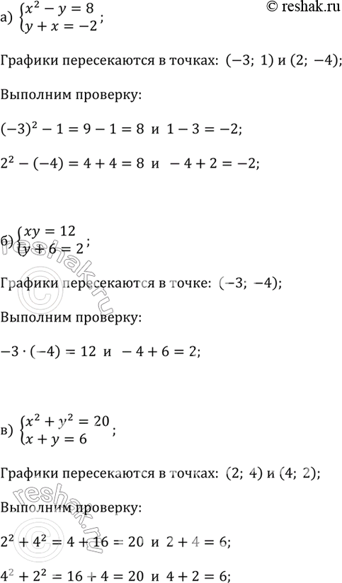     ,   3.14.   ,  :) x^2 - y = 8  y + x = -2;) xy = 12  y + 6 = 2;) x^2...