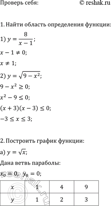  1.    :)  = 8/x-1;	)  =  9 - x2 .2.   :)  =  x; ) y = 6/x; )  = -5/x; )  =...