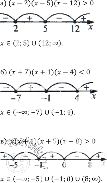  327.  ) ( - 2)( - 5)(x -12)>0;) ( + 7)( + 1)(...