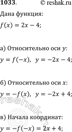 ����������� 1033. ������� �������� �������, ������ ������� ����������� ������� ������� � = 2� - 4:�) ������������ ��� �;�) ������������ ��� �;�) ������������ ������...