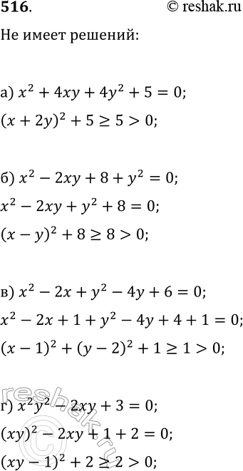  516. ,     :) 2 + 4 + 42 + 5 = 0; ) 2 - 2 + 8 + 2 = 0; ) 2 - 2 + 2 - 4 + 6 = 0;) 22 - 2 + 3 =...