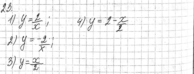  23.   9   ,    = x/2,  = 2/x, y= 2 - x/2, y= -2/x. 		  ...