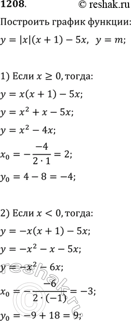  1208.    y=|x|(x+1)-5x  ,    m  y=m      ...