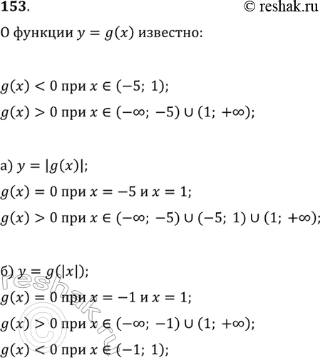  153.    y=g(x)   R.  ,  g(x)=0,  x=-5  x=1; g(x)>0,  x?(-?; -5)?(1; +?).    y=|g(x)| ...