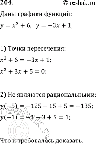  204. ,    y=x^3+6  y=-3x+1     ...