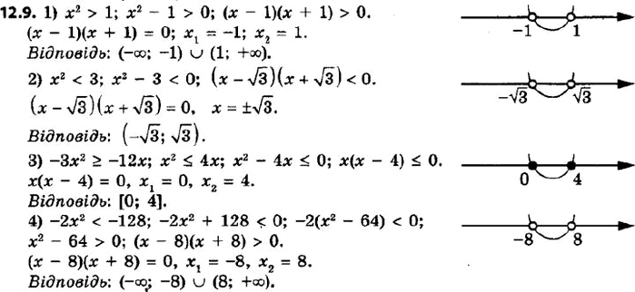  407.    :1) ^2 > 1; 2) ^2 < 3; 3) -^2 >= -12;4) -2^2 <...