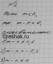 Изображение Известно, что m < n. Может ли разность m - n быть равной числу:  1)4,6;   2)-5,2;  ...