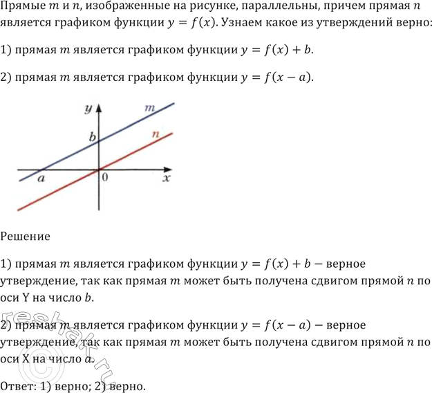 Изображение Прямые m и n, изображённые на рисунке 59, параллельны, причём прямая n является графиком...